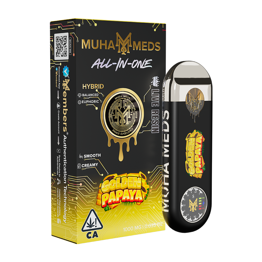 "Golden Papaya 1g disposable vape pen – premium hybrid cannabis cartridge with smooth flavor and long-lasting effects"
