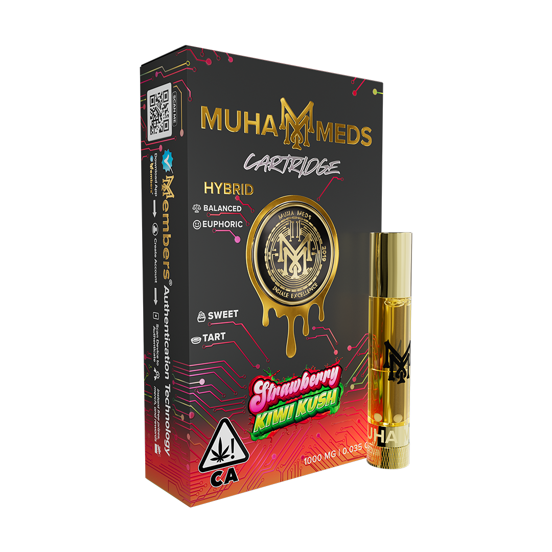 Strawberry Kiwi Kush cannabis vape cartridge featuring a sweet and fruity blend of strawberry and kiwi flavors for a smooth vaping experience.